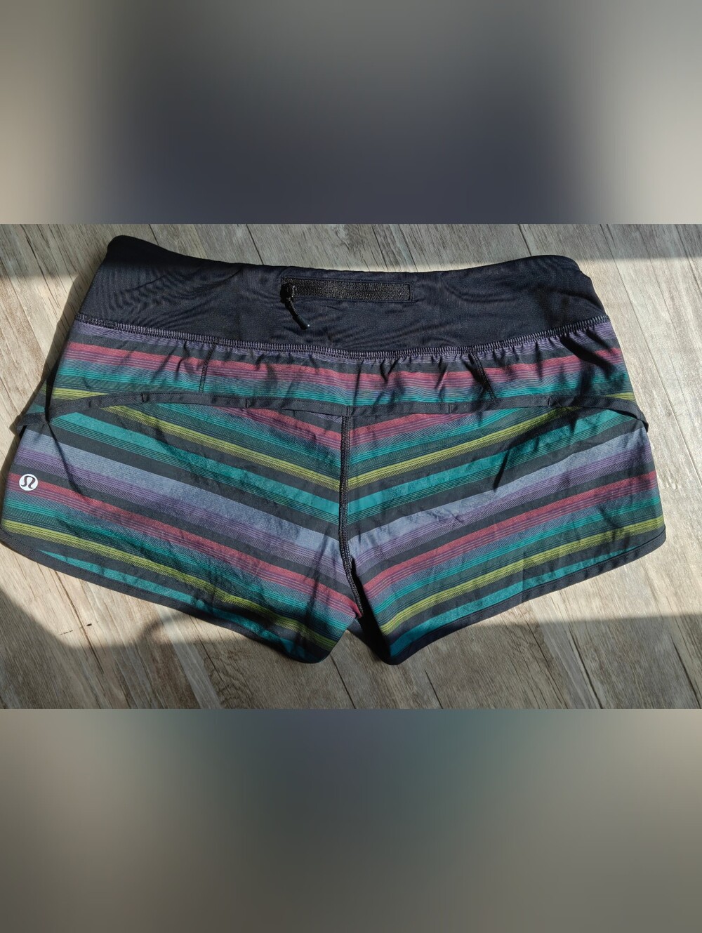 Rare 🦄 Lululemon Speed Short Poncho Stripe-Black Size 6 EUC